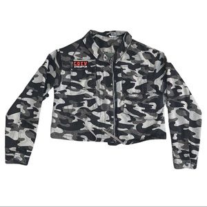 H&M Camo Cropped Jacket Army Green Military Jacket